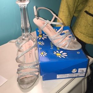 Silver glitter heels